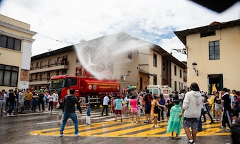 La tradicional guerra de agua,