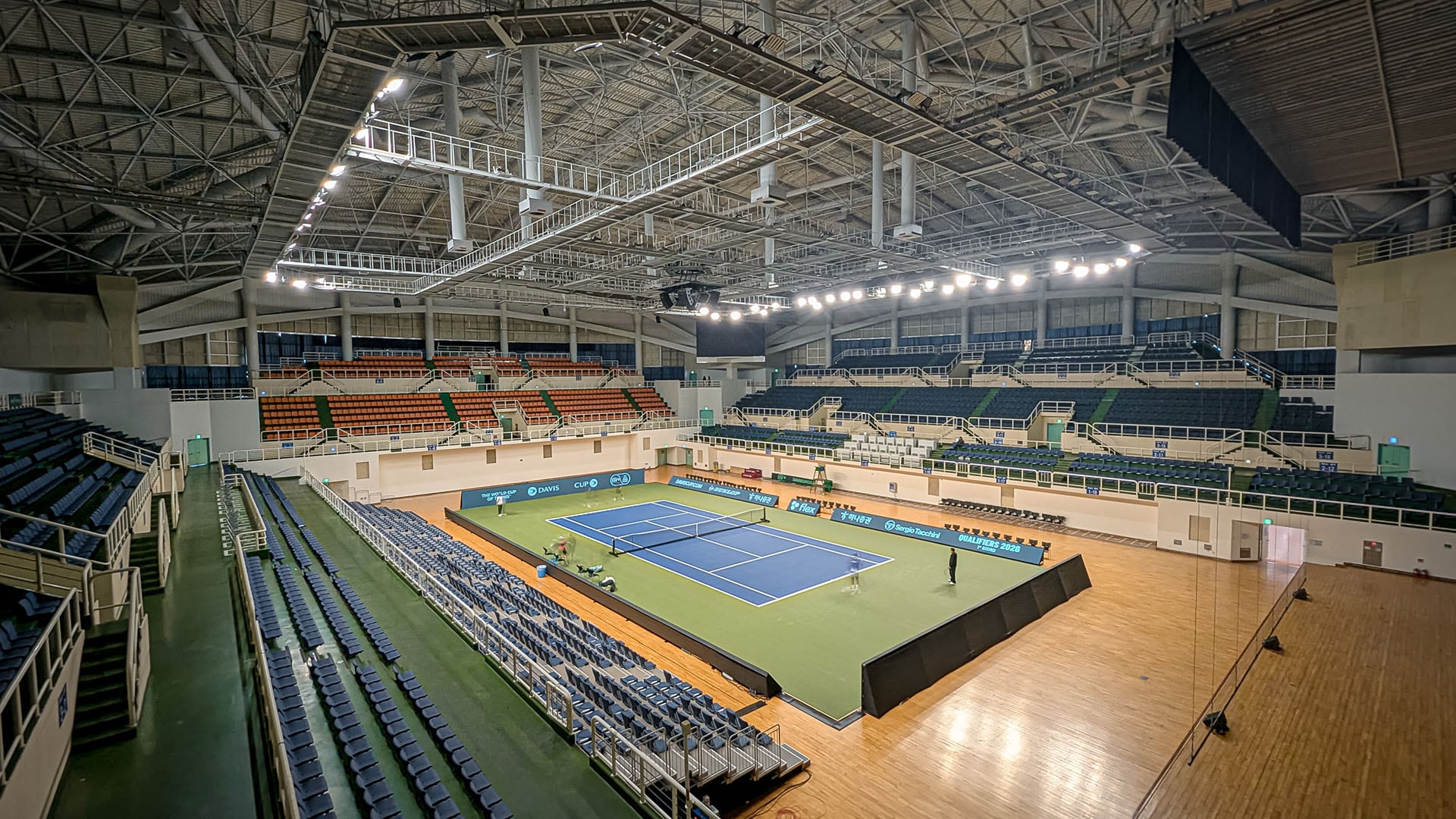 El Gimnasio Gijang, con capacidad para 3.700 espectadores, será el escenario de la serie de Copa Davis entre Argentina y Corea del Sur (Crédito: Prensa AAT)