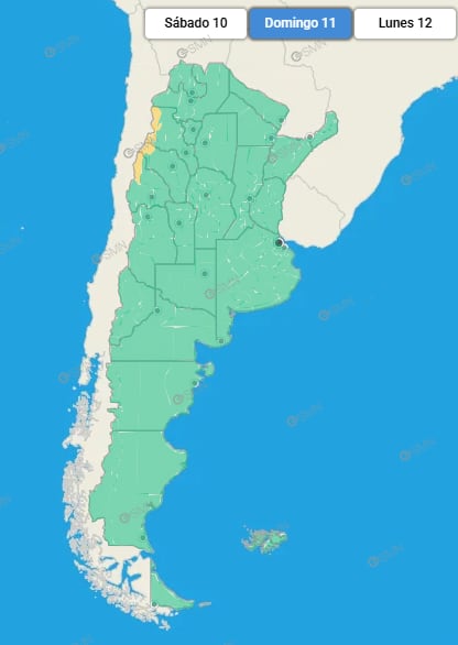 Las alertas que estarán vigentes este domingo