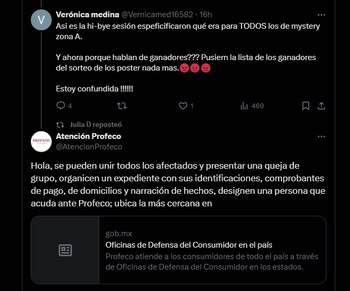 Respuesta de la Profeco. (Captura