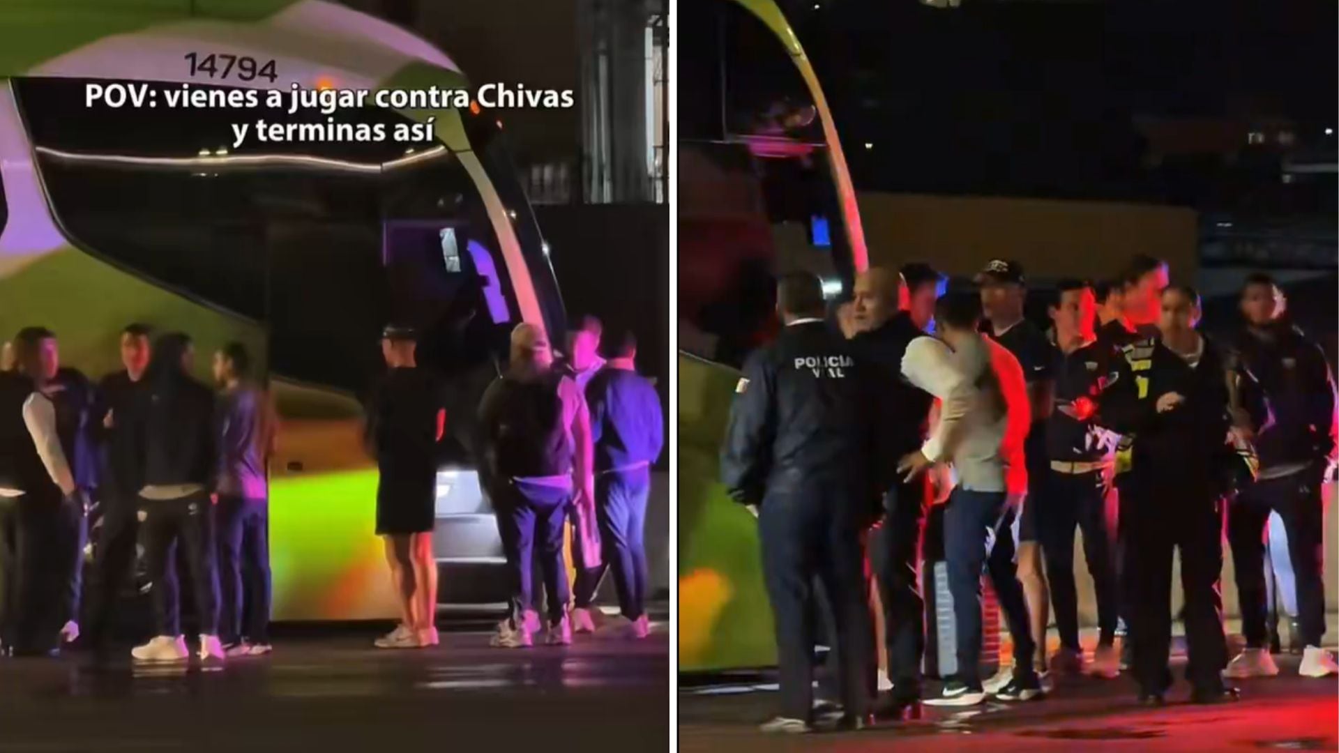 En redes sociales circuló un video que captó a jugadores de Pumas varados en Periférico por avería de su autobús (Redes sociales)