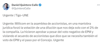 Daniel Quintero informó que EPM