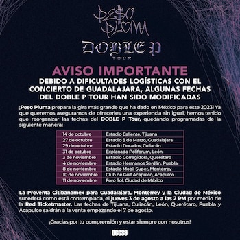 El cantante modificó varias fechas