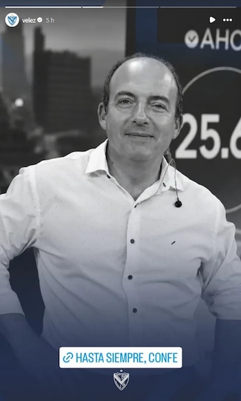 El mensaje de Vélez en su cuenta de Instagram para recordar a Fernando Confessore (Vélez)