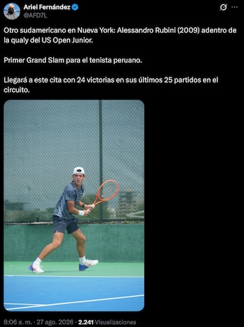 Alessandro Rubini jugará el US Open Junior 2026.