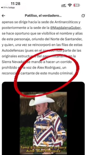 Flórez compartió la captura de pantalla en la que se le menciona, y según él, se estaría afectando su buen nombre - crédito Soy Samario Noticias / Facebook