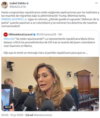 Isabel Zuleta cuestionó silencio del gobierno ante reclamos internacionales por muerte de migrantes - crédito @ISAZULETA/X