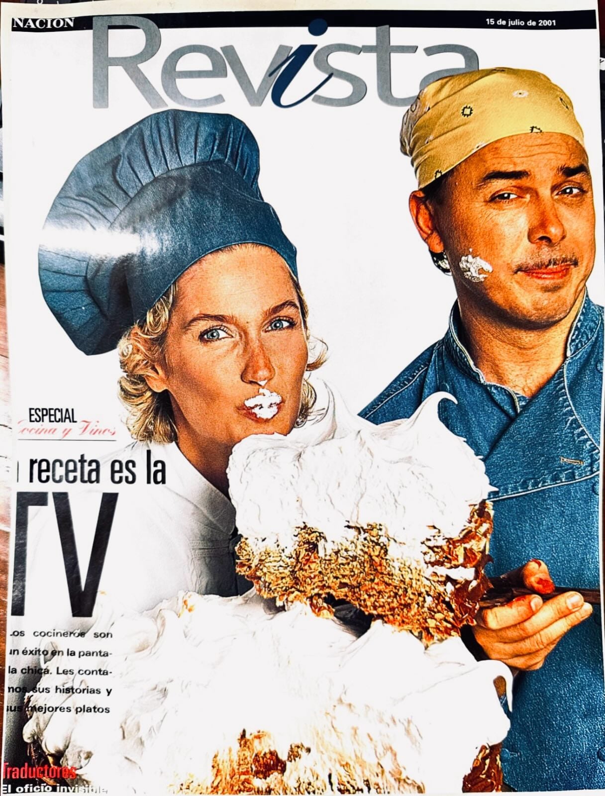 Donato de Santis compartió la tapa de la revista La Nación que hizo junto a Maru Botana en 2001 (Instagram)
