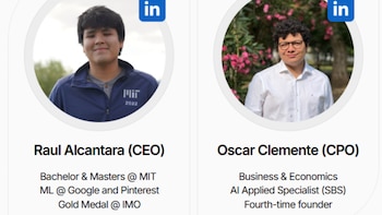 Dos fotografías de perfil en formato circular con los nombres Raul Alcantara y Oscar Clemente junto a textos con sus cargos y trayectorias