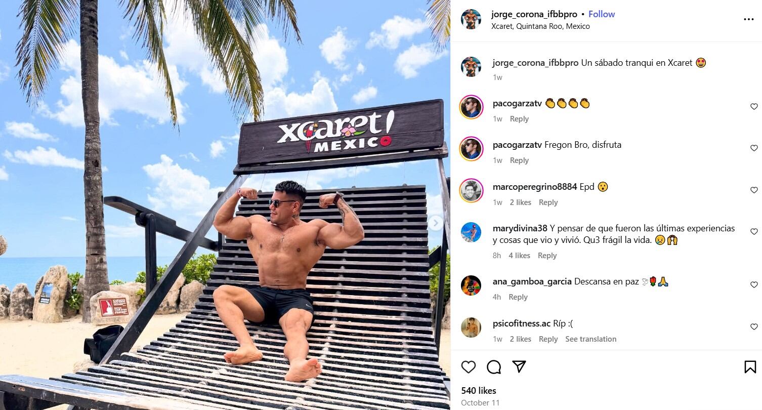 La última publicación de Jorge Corona en Instagram mostró su entusiasmo por el deporte y su amor por las playas de Xcaret (IG)