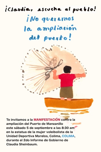 Convocatoria a la manifestación durante evento de Claudia Sheinbaum en Colima