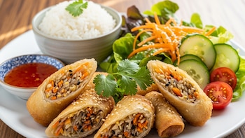 Rollitos de primavera con arroz y ensalada: la receta china que conquista por su sabor y frescura