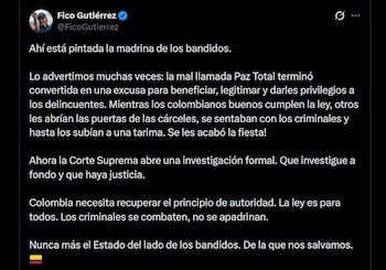 El alcalde de Medellín vinculó el caso de Isabel Zuleta con la Paz Total y sostuvo que esa política benefició y legitimó a delincuentes - credito X