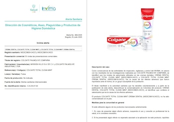 El Invima emite alerta sanitaria