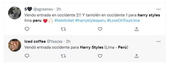 Usuarios venden sus entradas para Harry Styles. (Twitter)