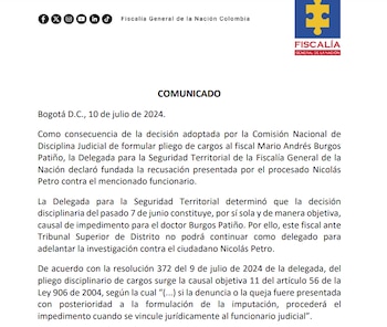 La Fiscalía dio a conocer
