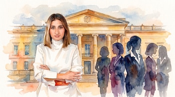 Laura Sarabia figura en una ilustración junto a la Casa de Nariño y varias siluetas femeninas - crédito
