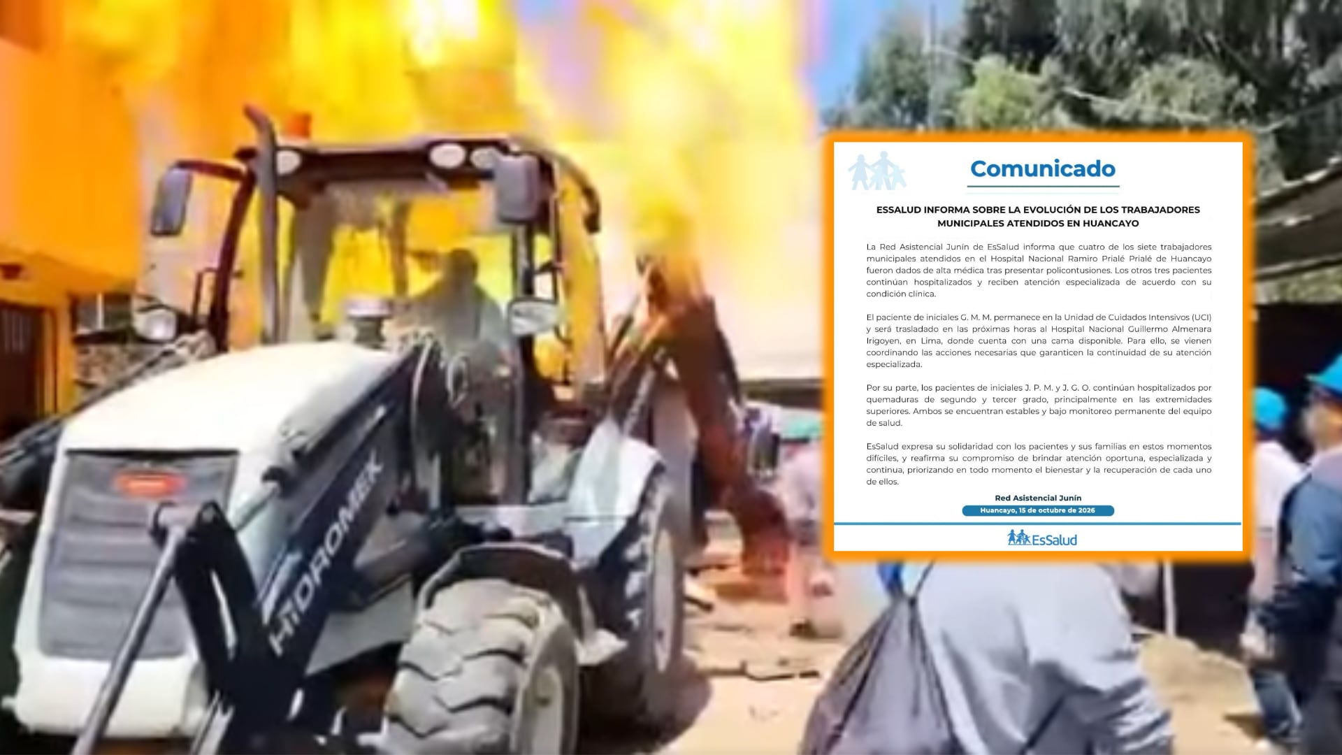 Ataque con gasolina en desalojo de Huancayo: ¿Cuál es el estado de salud de los trabajadores municipales?