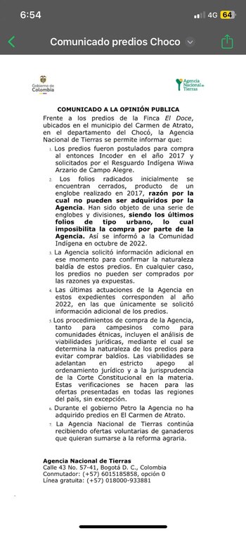 A través de un comunicado,