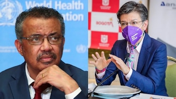 En una conferencia con otros alcaldes del mundo, Claudia López le expresó a Tedros Adhanom Ghebreyesus, director de la OMS, que Bogotá está lista para producir vacunas. Fotos: Reuters, Alcaldía de Bogotá