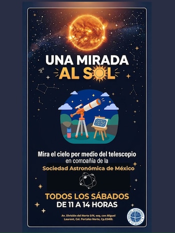 El mismo horario de las charlas se aprovecha para observar manchas solares en vivo. (X/@CulturaCiudadMx)