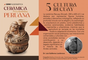 Captura de BCRP con moneda de 1 sol de la cultura Recuay