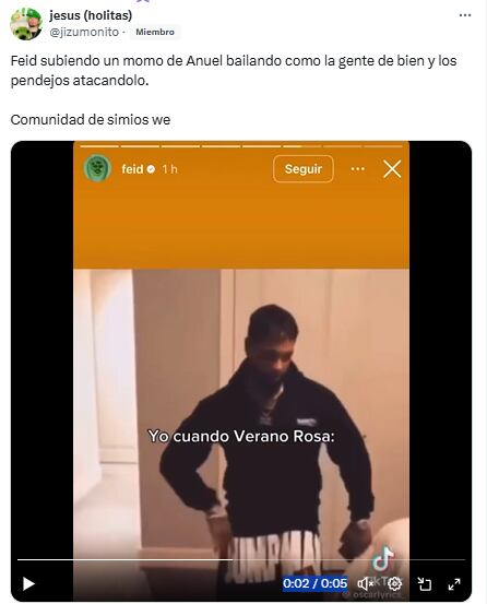 El video estaba ambientado con ‘Verano Rosa’, del nuevo álbum Tropicoqueta de Karol G, actual pareja de Feid y ex de Anuel, lo que alimentó el debate - crédito X