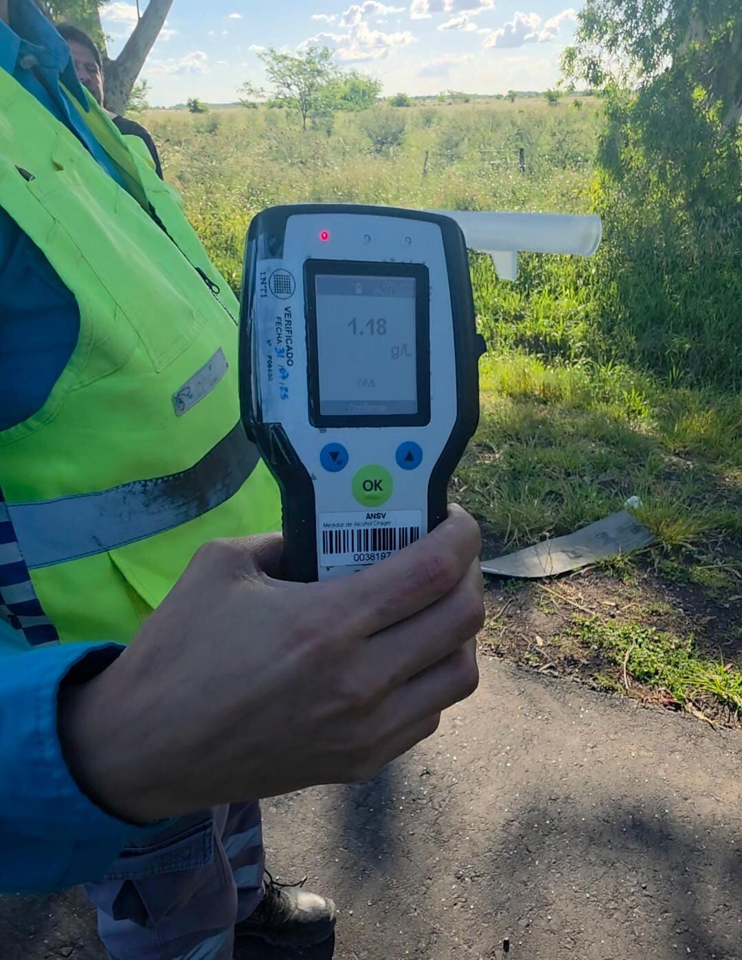 El test positivo que se le realizó al conductor