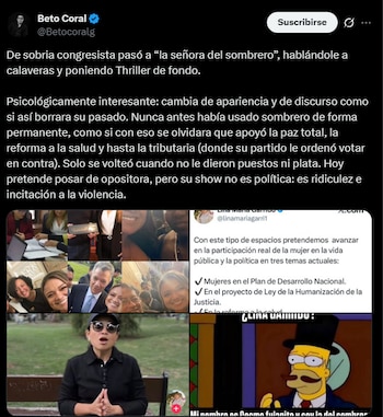 Beto Coral criticó a Lina