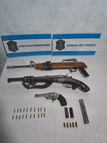 Las armas de fuego secuestradas tras el allanamiento