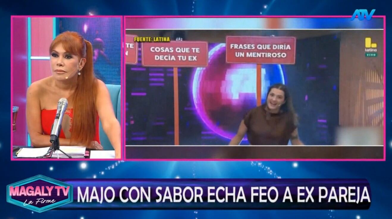 Majo con Sabor sorprende con frase sobre un ex durante juego televisivo. Captura: Magaly TV La Firme.