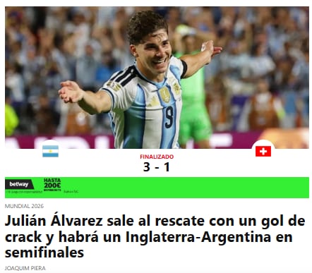 Sport, otro medio que hizo foco en Julián Álvarez