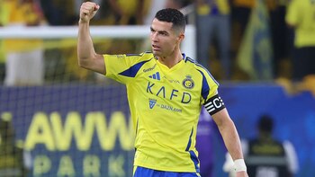 El festejo de Cristiano Ronaldo por su gol en Al Nassr (Fayez NURELDINE / AFP)