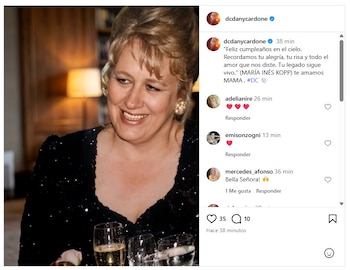 Daniela Cardone y un saludo especial en Instagram