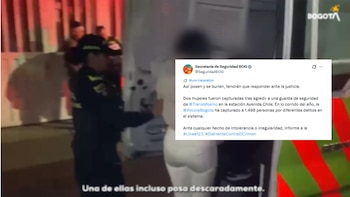 Uniformados controlaron una riña en la estación del sistema masivo de Bogotá y pusieron a las implicadas a disposición de la Fiscalía por lesiones personales - crédito @SeguridadBOG/X