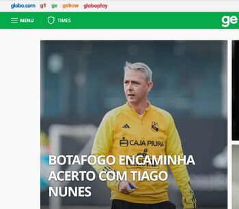 Tiago Nunes cerca de de dirigir Botafogo: captura de Globo Sporte