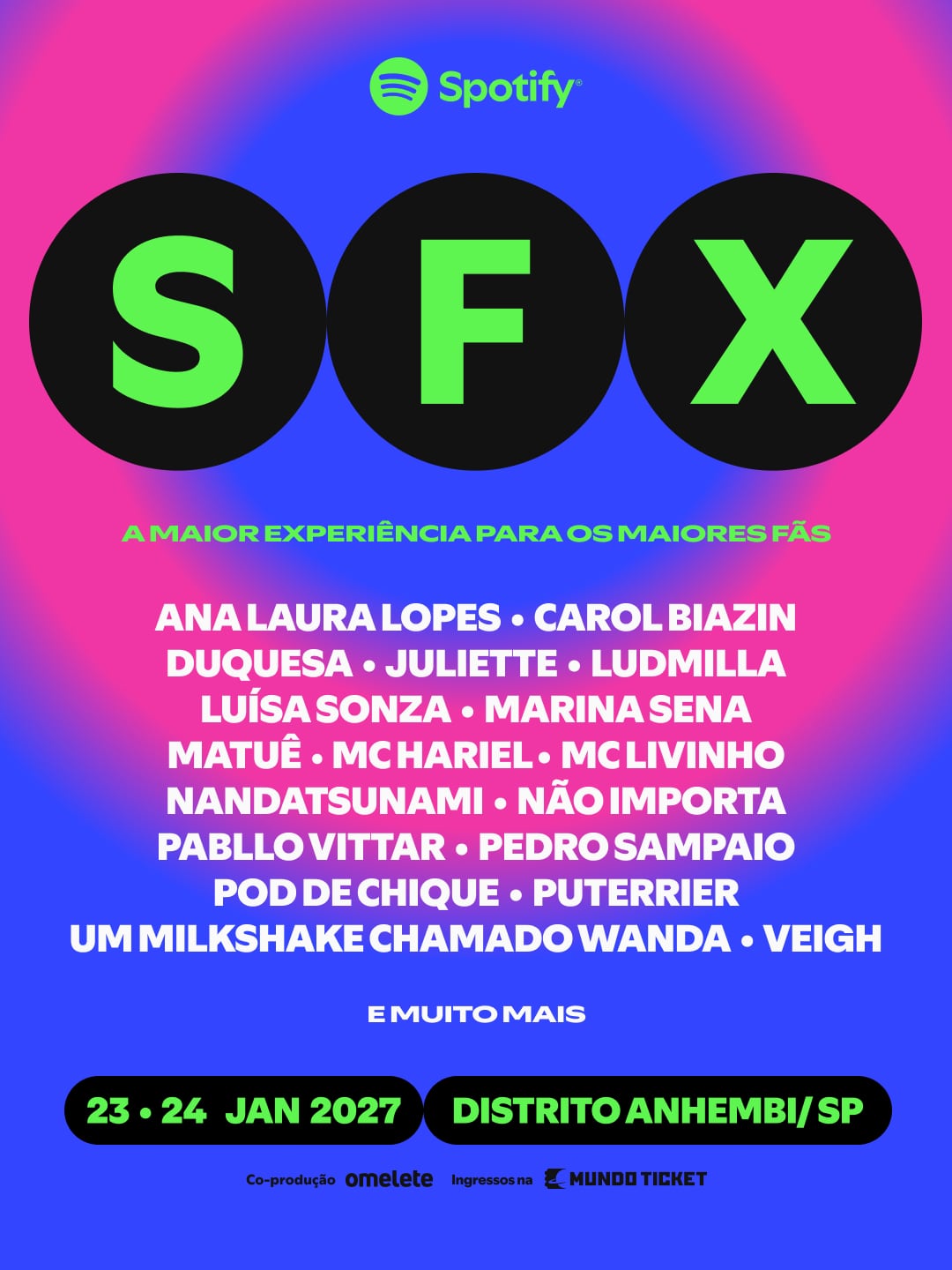 Spotify iniciará SFX con un grupo de artistas brasileros.