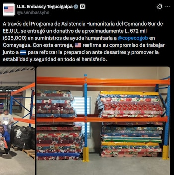 COPECO recibió el cargamento de asistencia como entidad encargada de la prevención y atención de emergencias en Honduras.