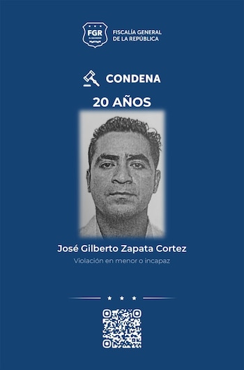 José Gilberto Zapata Cortez fue condenado a 20 años de cárcel por el delito de violación en Ciudad Delgado. (Foto: FGR)