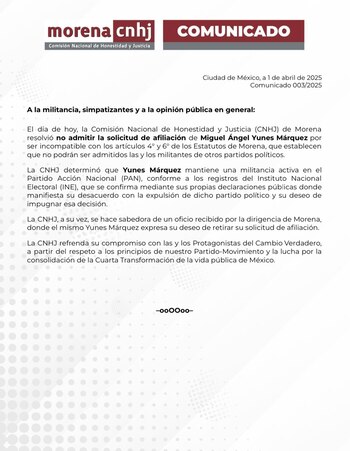 La CNHJ rechazó la afiliación