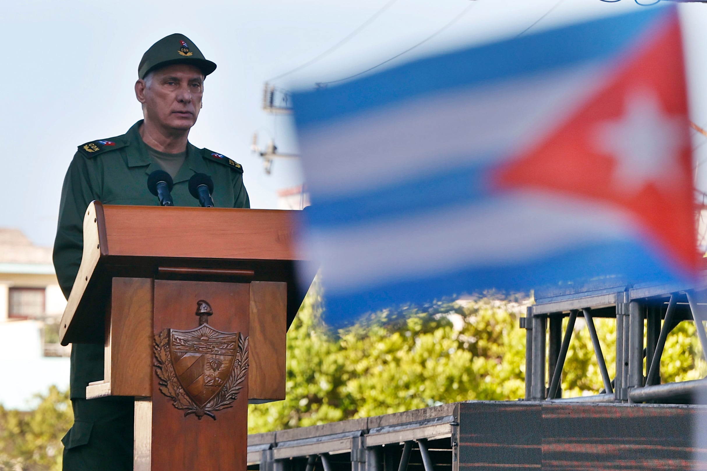 El dictador cubano Miguel Díaz-Canel durante un acto oficial en La Habana (EFE/Archivo)