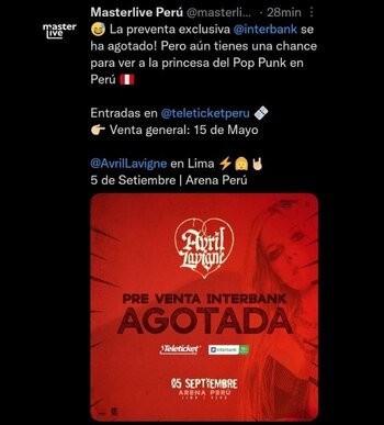 Avril Lavigne arrasó con entradas