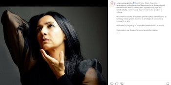 Captura de una publicación de redes sociales con un retrato fotográfico de Roxana Amed junto a un texto de condolencias institucional