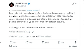 Ryan García aceptó el reto de pelear contra el Pitbull (X/ @RyanGarcia)