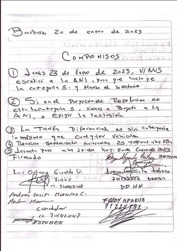 Acuerdo para habilitar el peaje