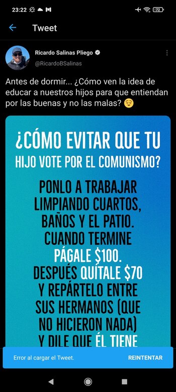 Primero colocó este mensaje el