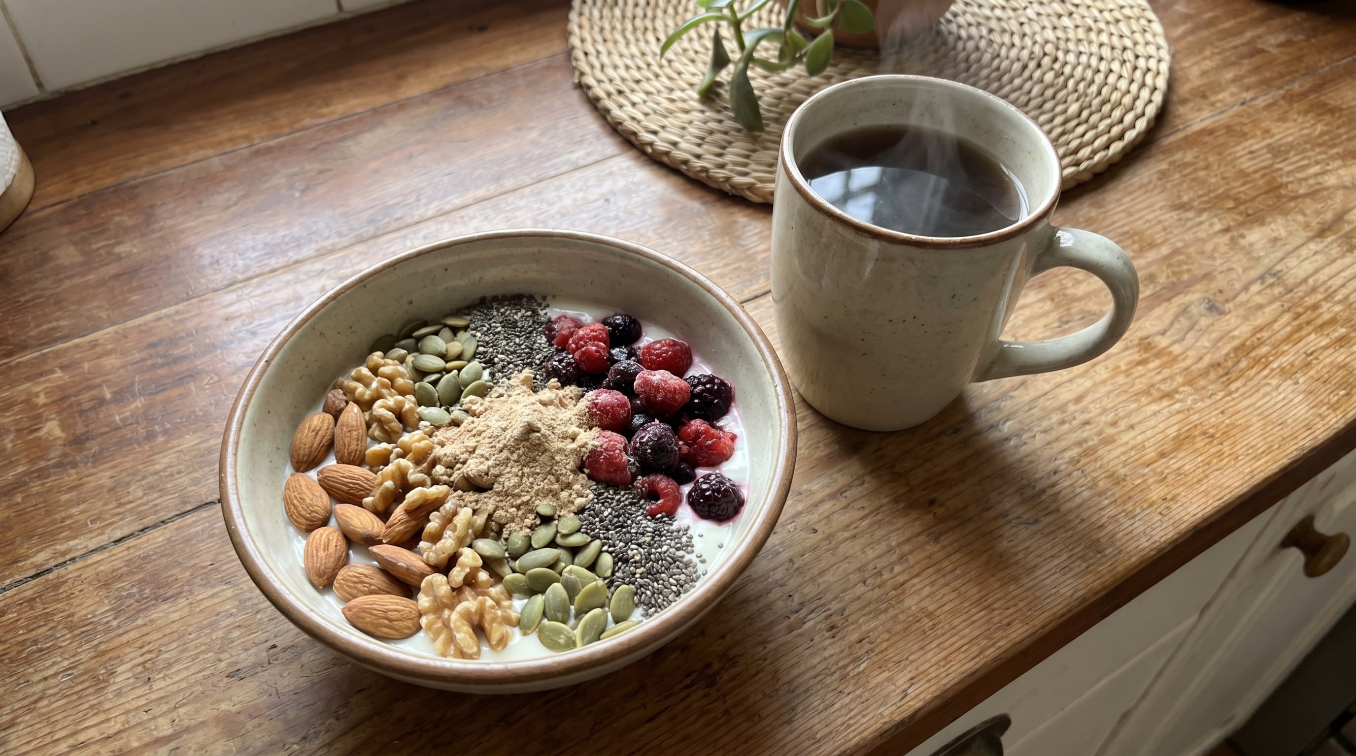 Incluir nueces, almendras y semillas en el desayuno suma ácidos grasos omega-3 y antioxidantes, recomendándose su consumo moderado y sin sal añadida(Imagen Ilustrativa Infobae)