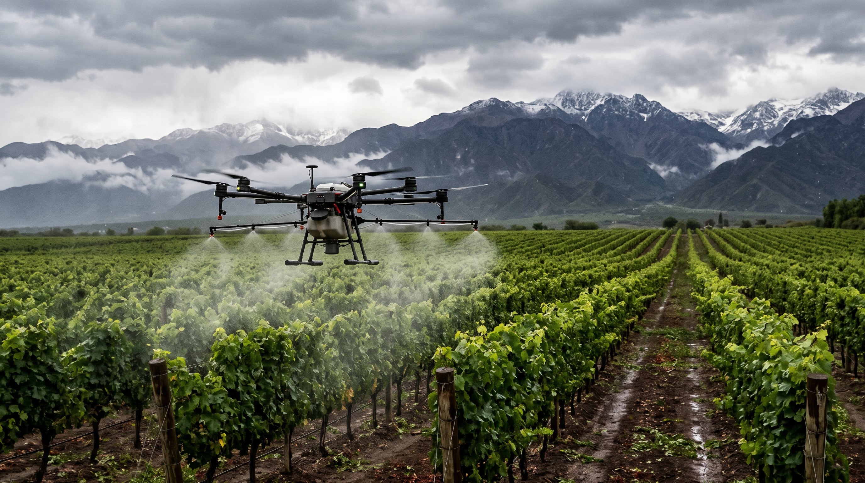 Algunos productores recurren a drones para aplicar productos fitosanitarios en sectores donde el barro impide el paso de los tractores (Imagen Ilustrativa Infobae)