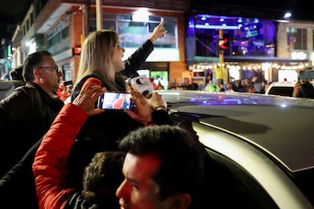 Presidential pre-candidate Vicky Davila gestures
