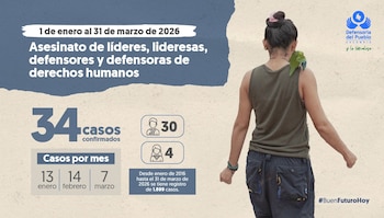 Entre las víctimas fatales de este primer trimestre, 30 eran hombres y cuatro mujeres - crédito Defensoría del Pueblo